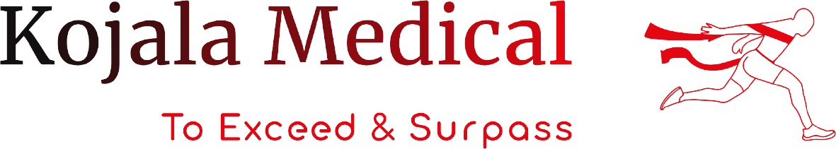 A red and black logo for medical aid & supplies.