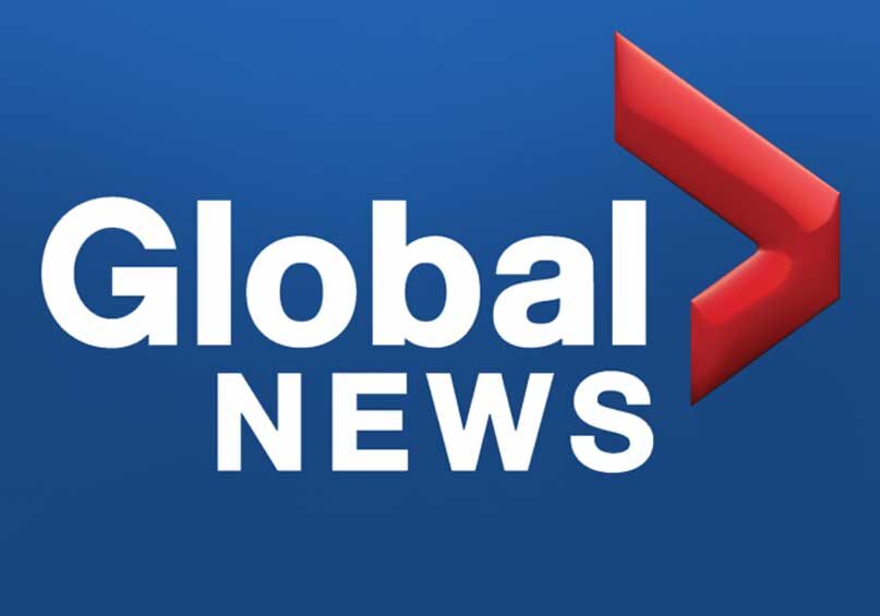 A red and white logo for global news.