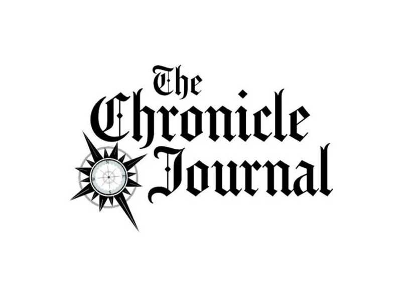 A black and white logo of the chronicle journal.